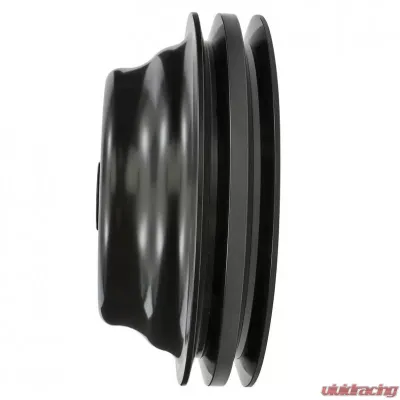 Trans-Dapt Performance ALUMINUM SB CHEVY CRANKSHAFT PULLEY; 2 GROOVE; LONG WATER PUMP- BLACK FINISH - 7147