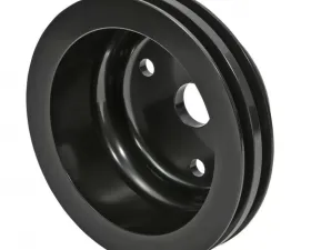Trans-Dapt Performance ALUMINUM SB CHEVY CRANKSHAFT PULLEY; 2 GROOVE; LONG WATER PUMP- BLACK FINISH
