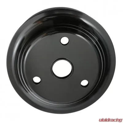 Trans-Dapt Performance ALUMINUM SB CHEVY CRANKSHAFT PULLEY; 3 GROOVE; LONG WATER PUMP- BLACK FINISH - 7148