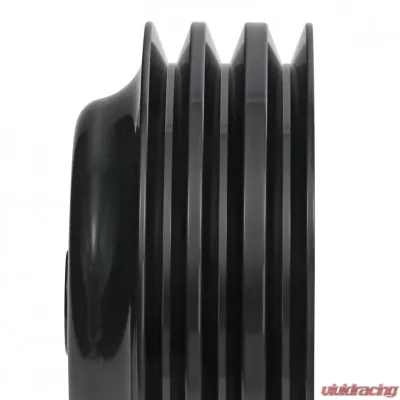 Trans-Dapt Performance ALUMINUM SB CHEVY CRANKSHAFT PULLEY; 3 GROOVE; LONG WATER PUMP- BLACK FINISH - 7148