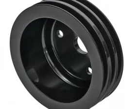 Trans-Dapt Performance ALUMINUM SB CHEVY CRANKSHAFT PULLEY; 3 GROOVE; LONG WATER PUMP- BLACK FINISH