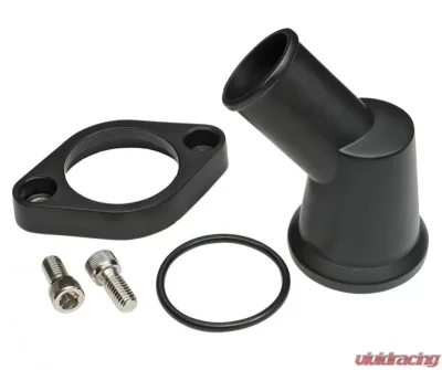 Trans-Dapt Performance SB & BB CHEVY ALUMINUM WATER NECK; 45 DEGREE, SWIVEL NECK DESIGN- BLACK FINISH - 7193