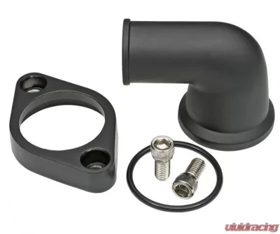 Trans-Dapt Performance SB & BB CHEVY ALUMINUM WATER NECK; 90 DEGREE, SWIVEL NECK DESIGN- BLACK FINISH - 7194