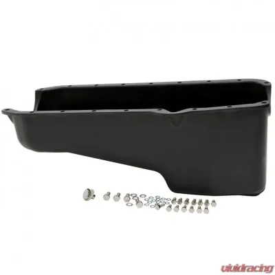 Trans-Dapt Performance SB CHEVY 283-350 ('55-79) FINNED ALUMINUM ENGINE OIL PAN- BLACK FINISH - 7424