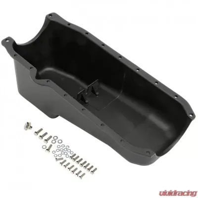Trans-Dapt Performance SB CHEVY 305-350 ('86-00) FINNED ALUMINUM ENGINE OIL PAN- BLACK FINISH - 7425