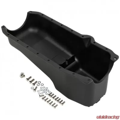 Trans-Dapt Performance SB CHEVY 305-350 ('86-00) FINNED ALUMINUM ENGINE OIL PAN- BLACK FINISH - 7425