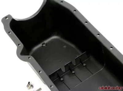 Trans-Dapt Performance SB CHEVY 305-350 ('86-00) FINNED ALUMINUM ENGINE OIL PAN- BLACK FINISH - 7425