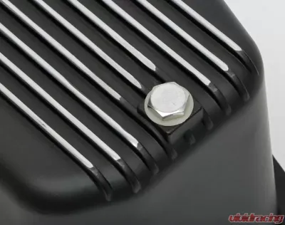 Trans-Dapt Performance SB CHEVY 305-350 ('80-85) FINNED ALUMINUM ENGINE OIL PAN- BLACK FINISH - 7426