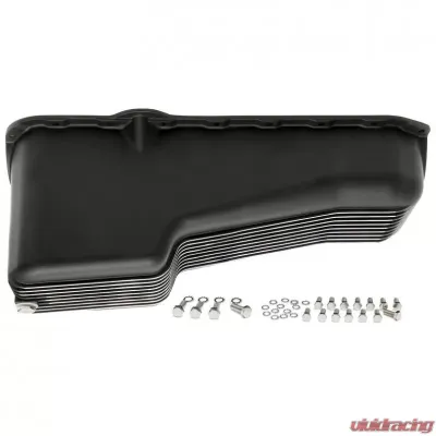Trans-Dapt Performance SB CHEVY 305-350 ('80-85) FINNED ALUMINUM ENGINE OIL PAN- BLACK FINISH - 7426