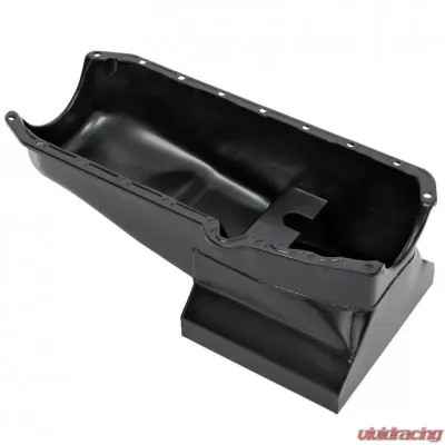 Trans-Dapt Performance SB CHEVY 283-350 ('55-79) STEEL ENGINE OIL PAN WITH KICKOUTS- BLACK FINISH - 7436