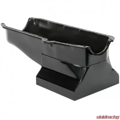 Trans-Dapt Performance SB CHEVY 283-350 ('55-79) STEEL ENGINE OIL PAN WITH KICKOUTS- BLACK FINISH - 7436