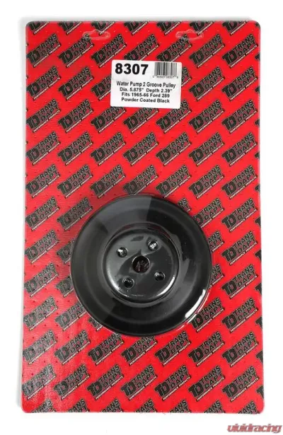 Trans-Dapt Performance WATER PUMP Pulley; 2 Groove; 1965-1966 FORD 289; O.E. Water Pump- ASPHALT BLACK Ford 4.7L V8 - 8307