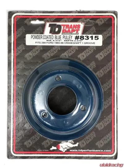 Trans-Dapt Performance CRANKSHAFT Pulley; 1 Groove; 65-66 FORD 289; O.E. Water Pump- FORD BLUE Ford 4.7L V8 - 8315