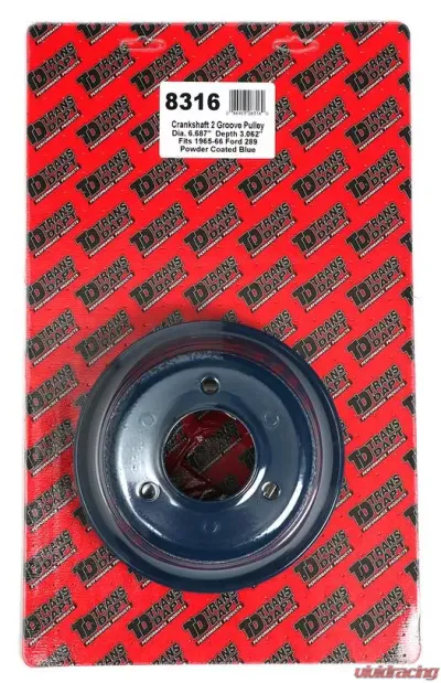 Trans-Dapt Performance CRANKSHAFT Pulley; 2 Groove; 65-66 FORD 289; O.E. Water Pump- FORD BLUE Ford 4.7L V8 - 8316