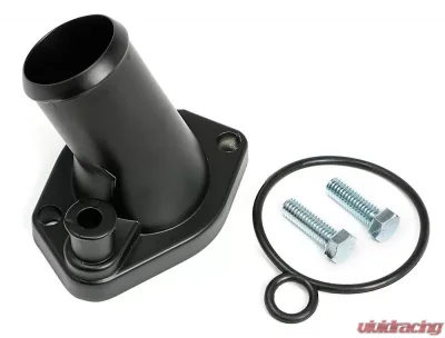 Trans-Dapt Performance ASPHALT BLACK POWDER-COATED WATER NECK; SB FORD 260-351W (45 DEGREE) - 8582