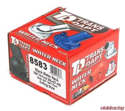 Trans-Dapt Performance ASPHALT BLACK POWDER-COATED WATER NECK; FORD 390-428 (3/8 in. NPT PORT) - 8583