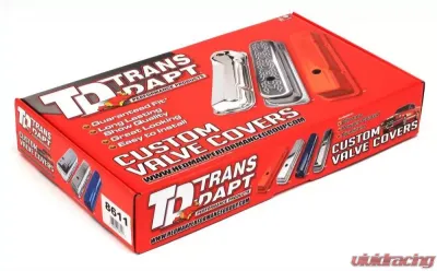 Trans-Dapt Performance OLDS CTR. HOLE ASPHALT BLACK POWDER COATED VALVE COVERS - 8611