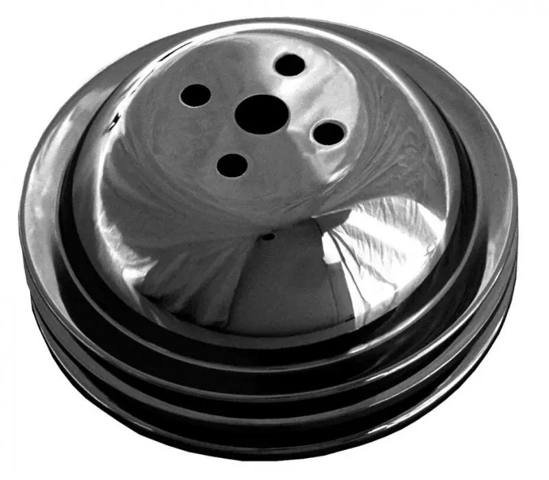 Trans-Dapt Performance WATER PUMP Pulley; 2 Groove; CHEVY BB (65-68); SHORT Water Pump-ASPHALT BLACK Chevrolet - 8615