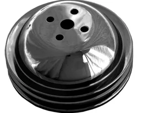 Trans-Dapt Performance WATER PUMP Pulley; 2 Groove; CHEVY BB (65-68); SHORT Water Pump-ASPHALT BLACK Chevrolet