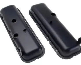 Trans-Dapt Performance O.E.-STYLE Valve Covers; Short; 1965-72 BB Chevy- ASPHALT BLACK Chevrolet