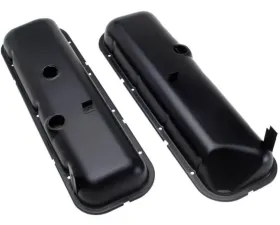Trans-Dapt Performance O.E.-STYLE Valve Covers; Short; 65-72 BB Chevy (recess corner)-ASPHALT BLACK Chevrolet