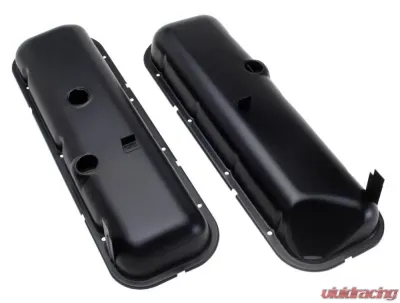 Trans-Dapt Performance O.E.-STYLE Valve Covers; Short; 65-72 BB Chevy (recess corner)-ASPHALT BLACK Chevrolet - 8627