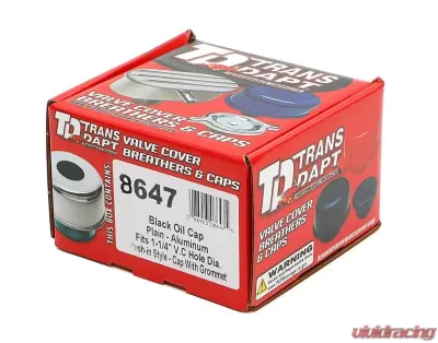 Trans-Dapt Performance PUSH-IN Style Oil Cap; 1-1/4 in. Neck- ASPHALT BLACK Powder Coated (ALUMINUM) - 8647