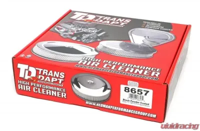 Trans-Dapt Performance AIR CLEANER - FLAT BASE- 14 in. X 3 in. FILTER - POWDER COAT ASPHALT BLACK - 8657