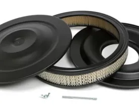 Trans-Dapt Performance AIR CLEANER - FLAT BASE- 14 in. X 3 in. FILTER - POWDER COAT ASPHALT BLACK