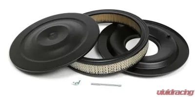 Trans-Dapt Performance AIR CLEANER - FLAT BASE- 14 in. X 3 in. FILTER - POWDER COAT ASPHALT BLACK - 8657
