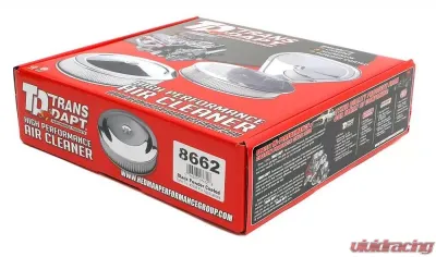 Trans-Dapt Performance ASPHALT BLACK POWDER COATED AIR CLEANER 14 X 3 OFFSET BASE - 8662
