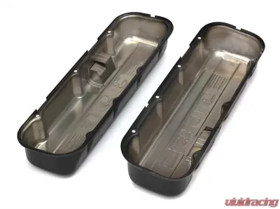 Trans-Dapt Performance CHEVY 396 LOGO TALL ASPHALT BLACK POWDER COATED VALVE COVERS - 8675