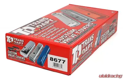 Trans-Dapt Performance CHEVY 350 LOGO TALL ASPHALT BLACK POWDER COATED VALVE COVERS - 8677