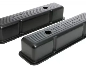 Trans-Dapt Performance CHEVY 350 LOGO TALL ASPHALT BLACK POWDER COATED VALVE COVERS