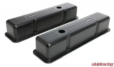 Trans-Dapt Performance CHEVY 350 LOGO TALL ASPHALT BLACK POWDER COATED VALVE COVERS - 8677