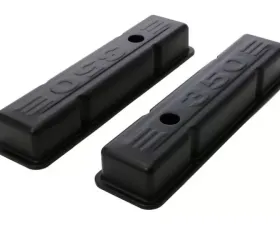Trans-Dapt Performance CHEVY 350 LOGO SHORT ASPHALT BLACK POWDER COATED VALVE COVERS