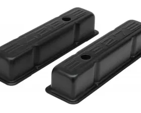 Trans-Dapt Performance CHEVY 327 LOGO TALL ASPHALT BLACK POWDER COATED VALVE COVERS