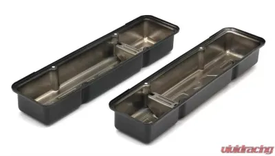 Trans-Dapt Performance CHEVY 327 LOGO SHORT ASPHALT BLACK POWDER COATED VALVE COVERS - 8680