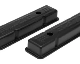 Trans-Dapt Performance CHEVY 327 LOGO SHORT ASPHALT BLACK POWDER COATED VALVE COVERS