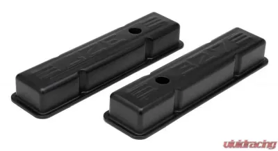 Trans-Dapt Performance CHEVY 327 LOGO SHORT ASPHALT BLACK POWDER COATED VALVE COVERS - 8680