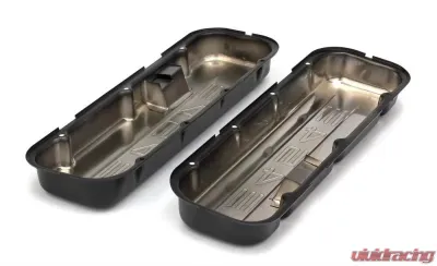 Trans-Dapt Performance CHEVY 454 LOGO SHORT ASPHALT BLACK POWDER COATED VALVE COVERS - 8682