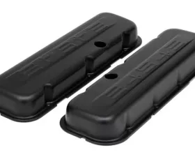 Trans-Dapt Performance CHEVY 454 LOGO SHORT ASPHALT BLACK POWDER COATED VALVE COVERS