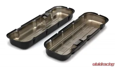 Trans-Dapt Performance CHEVY 502 LOGO SHORT ASPHALT BLACK POWDER COATED VALVE COVERS - 8683