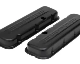 Trans-Dapt Performance CHEVY 502 LOGO SHORT ASPHALT BLACK POWDER COATED VALVE COVERS