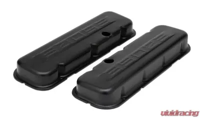 Trans-Dapt Performance CHEVY 502 LOGO SHORT ASPHALT BLACK POWDER COATED VALVE COVERS - 8683