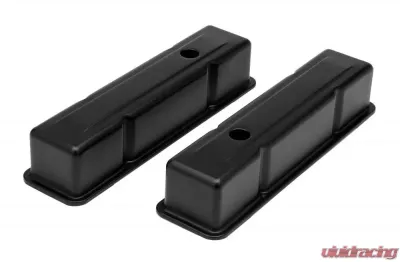 Trans-Dapt Performance CHEVY 283-400 TALL ASPHALT BLACK POWDER COATED VALVE COVERS- UNBAFFLED - 8684