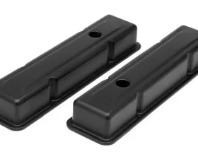 Trans-Dapt Performance CHEVY 283-400 SHORT ASPHALT BLACK POWDER COATED VALVE COVERS- UNBAFFLED