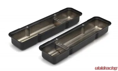 Trans-Dapt Performance CHEVY 283-400 SHORT ASPHALT BLACK POWDER COATED VALVE COVERS; BAFFLED - 8688