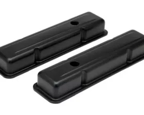 Trans-Dapt Performance CHEVY 283-400 SHORT ASPHALT BLACK POWDER COATED VALVE COVERS; BAFFLED