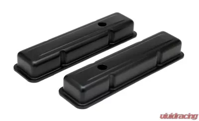 Trans-Dapt Performance CHEVY 283-400 SHORT ASPHALT BLACK POWDER COATED VALVE COVERS; BAFFLED - 8688